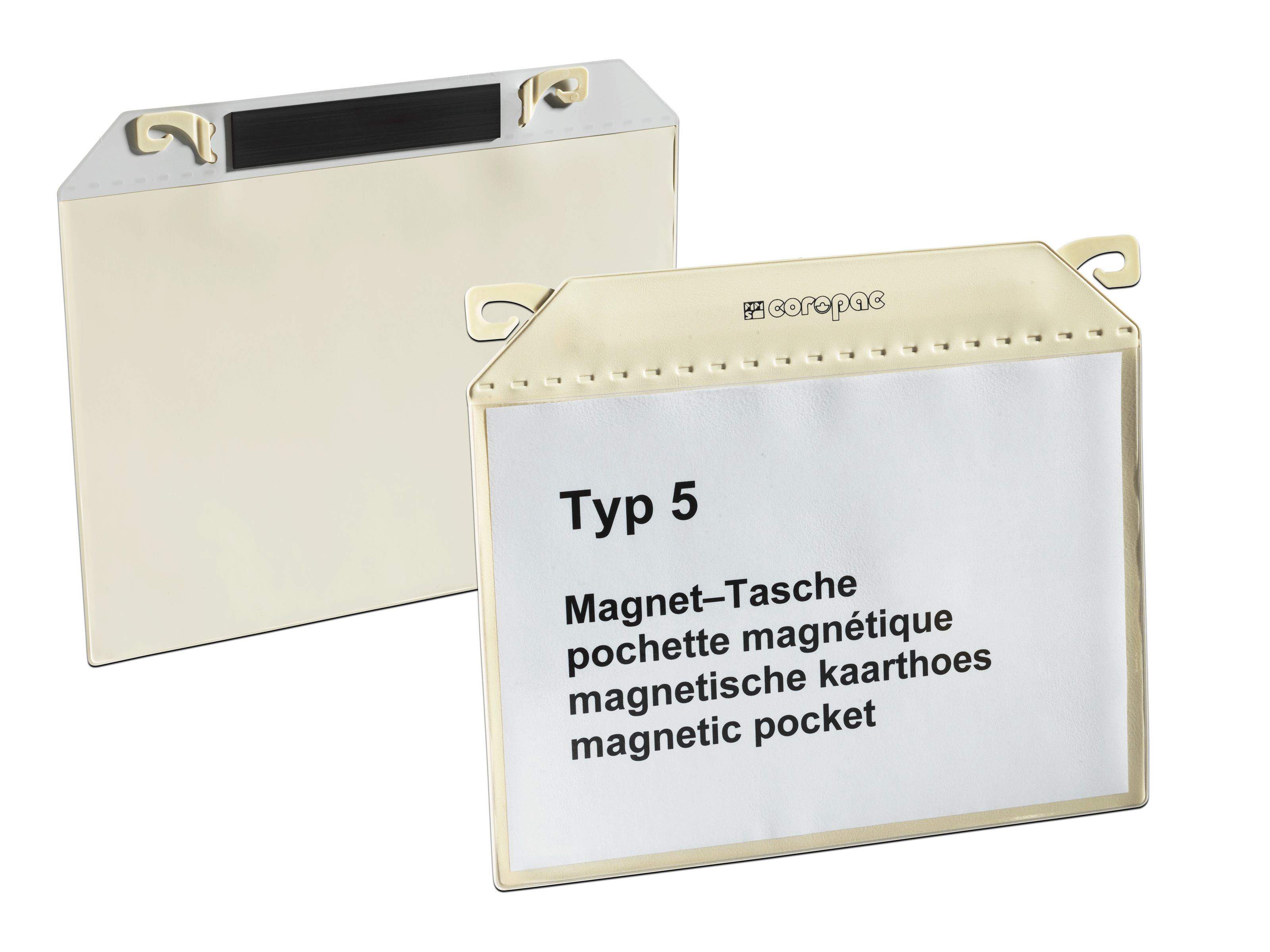 Magnettaschen coropac Typ 4 Magnetband grau scannerlesbar 310x255mm DIN A4 quer